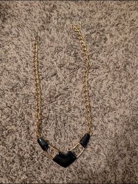 Monet Gold-Tone Necklace with Black Chevron Inlay